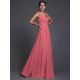 V-Neck Elegant Sleeveless Long Ruffles Chiffon Bridesmaid Dresses