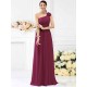 Charming One Shoulder Pleats Hand-Made Flower Sleeveless Long Chiffon Bridesmaid Dresses