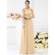 Charming One Shoulder Pleats Hand-Made Flower Sleeveless Long Chiffon Bridesmaid Dresses