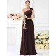 Charming One Shoulder Pleats Hand-Made Flower Sleeveless Long Chiffon Bridesmaid Dresses