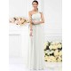 Charming One Shoulder Pleats Hand-Made Flower Sleeveless Long Chiffon Bridesmaid Dresses