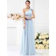 Charming One Shoulder Pleats Hand-Made Flower Sleeveless Long Chiffon Bridesmaid Dresses