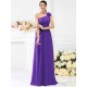 Charming One Shoulder Pleats Hand-Made Flower Sleeveless Long Chiffon Bridesmaid Dresses