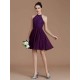 Charming Halter Sleeveless Lace Short/Mini Chiffon Bridesmaid Dresses