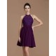 Charming Halter Sleeveless Lace Short/Mini Chiffon Bridesmaid Dresses