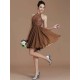 Charming Halter Sleeveless Lace Short/Mini Chiffon Bridesmaid Dresses