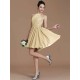 Charming Halter Sleeveless Lace Short/Mini Chiffon Bridesmaid Dresses
