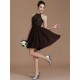 Charming Halter Sleeveless Lace Short/Mini Chiffon Bridesmaid Dresses