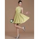 Charming Halter Sleeveless Lace Short/Mini Chiffon Bridesmaid Dresses