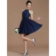 Charming Halter Sleeveless Lace Short/Mini Chiffon Bridesmaid Dresses