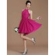 Charming Halter Sleeveless Lace Short/Mini Chiffon Bridesmaid Dresses