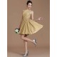 Charming Halter Sleeveless Lace Short/Mini Chiffon Bridesmaid Dresses
