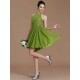 Charming Halter Sleeveless Lace Short/Mini Chiffon Bridesmaid Dresses