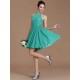 Charming Halter Sleeveless Lace Short/Mini Chiffon Bridesmaid Dresses