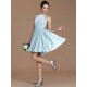 Charming Halter Sleeveless Lace Short/Mini Chiffon Bridesmaid Dresses