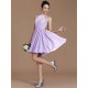 Charming Halter Sleeveless Lace Short/Mini Chiffon Bridesmaid Dresses