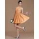Charming Halter Sleeveless Lace Short/Mini Chiffon Bridesmaid Dresses