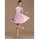 Charming Halter Sleeveless Lace Short/Mini Chiffon Bridesmaid Dresses