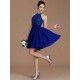 Charming Halter Sleeveless Lace Short/Mini Chiffon Bridesmaid Dresses