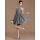 Charming Halter Sleeveless Lace Short/Mini Chiffon Bridesmaid Dresses