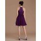 Charming Halter Sleeveless Lace Short/Mini Chiffon Bridesmaid Dresses