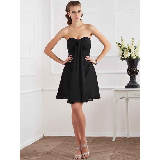 Charming Strapless Sleeveless Pleats Short Chiffon Bridesmaid Dresses