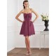 Charming Strapless Sleeveless Pleats Short Chiffon Bridesmaid Dresses