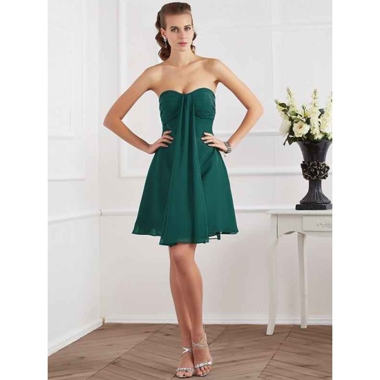 Charming Strapless Sleeveless Pleats Short Chiffon Bridesmaid Dresses