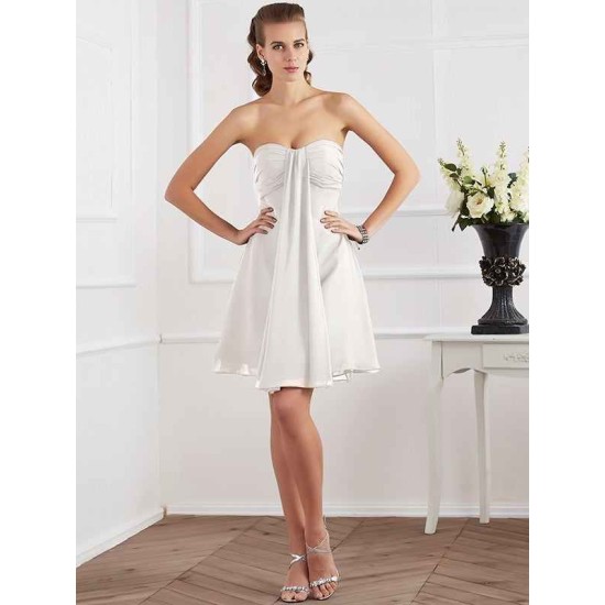 Charming Strapless Sleeveless Pleats Short Chiffon Bridesmaid Dresses