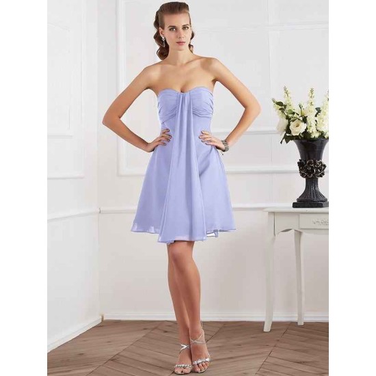 Charming Strapless Sleeveless Pleats Short Chiffon Bridesmaid Dresses