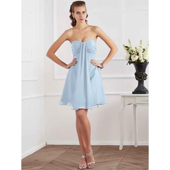 Charming Strapless Sleeveless Pleats Short Chiffon Bridesmaid Dresses