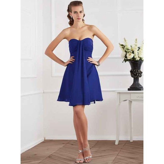 Charming Strapless Sleeveless Pleats Short Chiffon Bridesmaid Dresses
