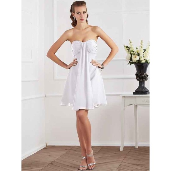 Charming Strapless Sleeveless Pleats Short Chiffon Bridesmaid Dresses