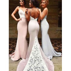 Mermaid Gorgeous Sweetheart Sleeveless Lace Spandex Bridesmaid Dresses