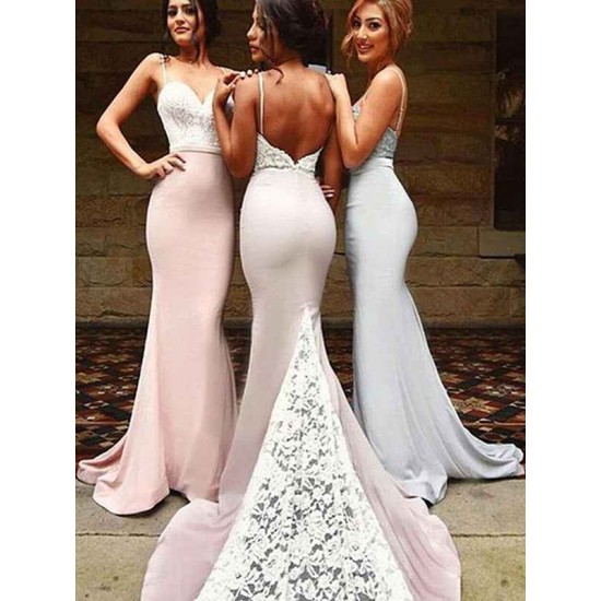 Mermaid Gorgeous Sweetheart Sleeveless Lace Spandex Bridesmaid Dresses