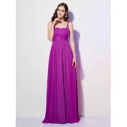 Charming Spaghetti Straps Sleeveless Pleats Long Chiffon Bridesmaid Dresses