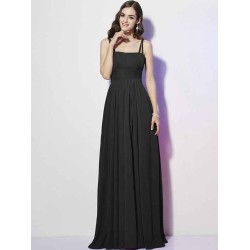 Charming Spaghetti Straps Sleeveless Pleats Long Chiffon Bridesmaid Dresses