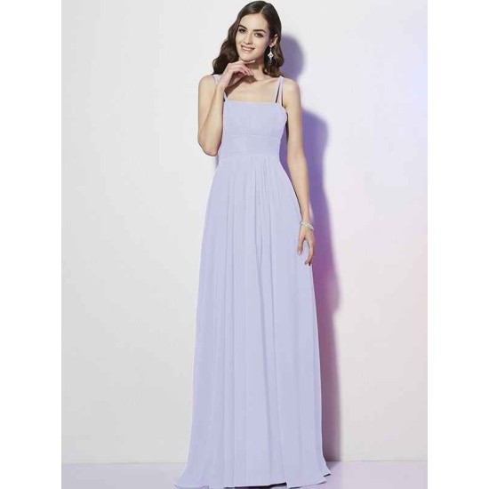 Charming Spaghetti Straps Sleeveless Pleats Long Chiffon Bridesmaid Dresses