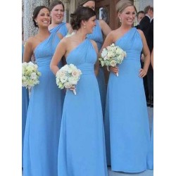 Charming One Shoulder Chiffon Sleeveless Bridesmaid Dresses