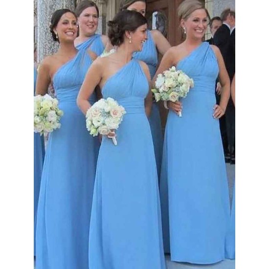 Charming One Shoulder Chiffon Sleeveless Bridesmaid Dresses
