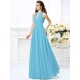 Charming Halter Pleats Sleeveless Long Chiffon Bridesmaid Dresses