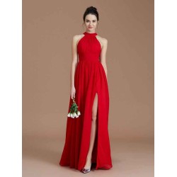 Charming Halter Sleeveless Ruched Chiffon Bridesmaid Dresses