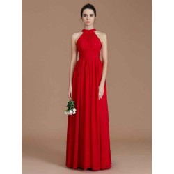 Charming Halter Sleeveless Ruched Chiffon Bridesmaid Dresses