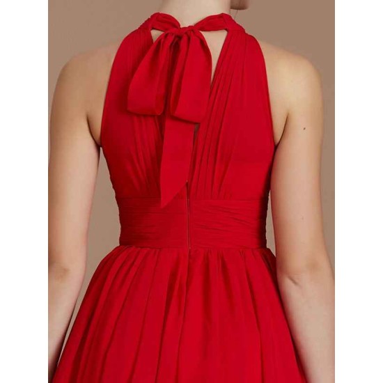 Charming Halter Sleeveless Ruched Chiffon Bridesmaid Dresses