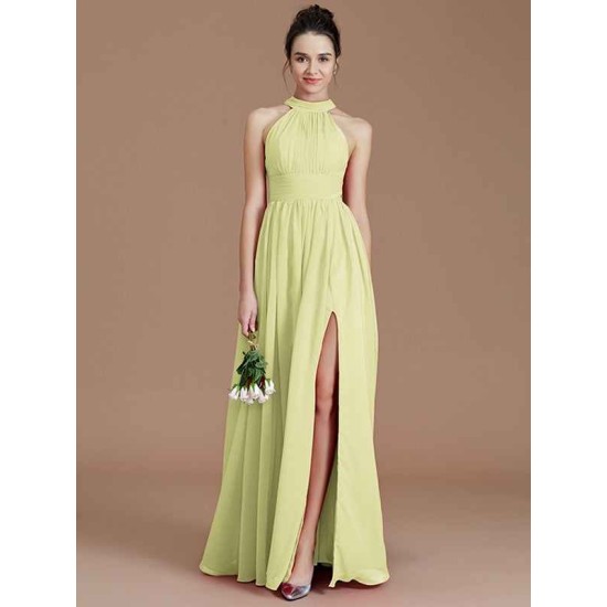 Charming Halter Sleeveless Ruched Chiffon Bridesmaid Dresses