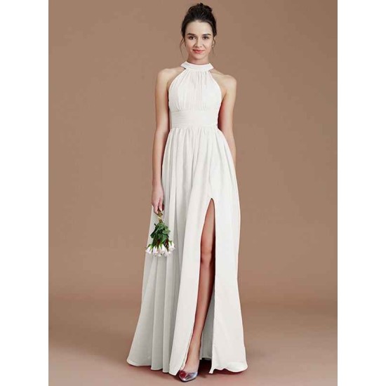 Charming Halter Sleeveless Ruched Chiffon Bridesmaid Dresses