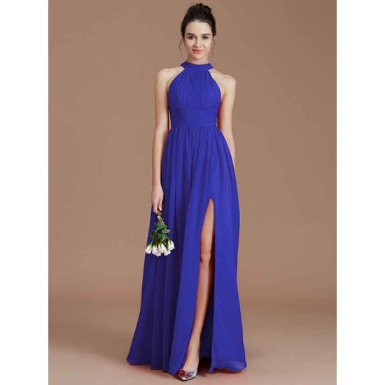 Charming Halter Sleeveless Ruched Chiffon Bridesmaid Dresses