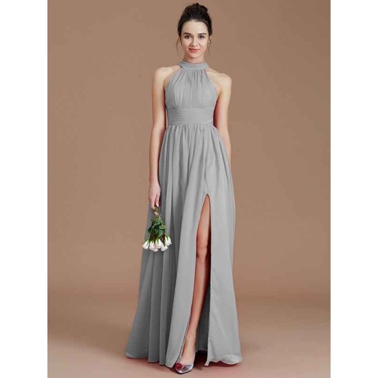 Charming Halter Sleeveless Ruched Chiffon Bridesmaid Dresses
