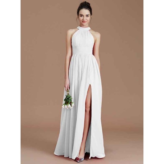 Charming Halter Sleeveless Ruched Chiffon Bridesmaid Dresses