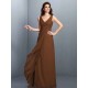Charming Straps Pleats Sleeveless Long Chiffon Bridesmaid Dresses